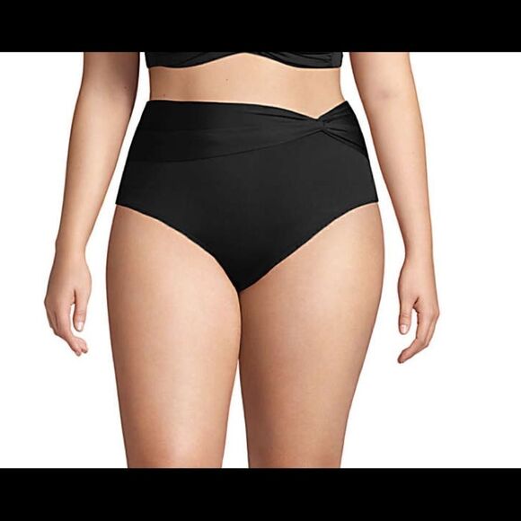 Land’s End swim bottoms retro twist full coverage black bathing suit size 8 - Picture 4 of 8